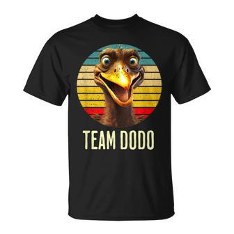 Retro Team Dodo T-Shirt mit Vintage Sonnenuntergang und Vogel Design - Seseable