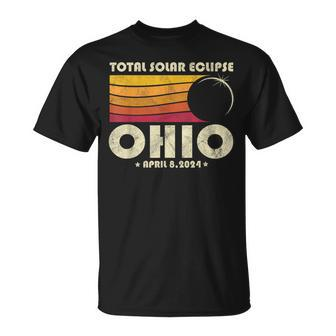 Retro Total Solar Eclipse 2024 Ohio Usa Totality T-Shirt | Mazezy
