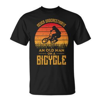 Retro Never Underestimate An Old Man On A Bicycle T-Shirt - Seseable