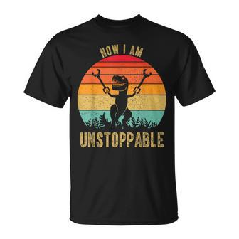Retro Now I Am Unstoppable T-Rex Vintage T-Shirt - Monsterry UK