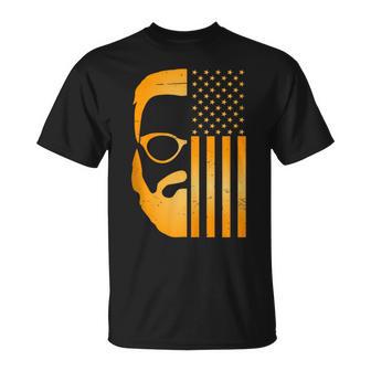 Retro Us Flagge Mit Bart Und Brille Für Papaäter Männer T-Shirt - Geschenkecke