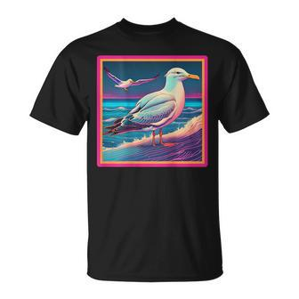 Retro Vaporwave Seagull T-Shirt - Monsterry