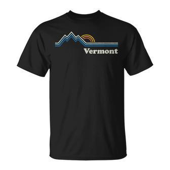 Retro Vermont T Vintage Sunrise Mountains T-Shirt - Monsterry