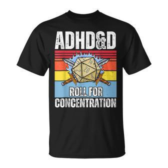 Retro Vintage Adhd&D Roll For Concentration Gamer T-Shirt - Monsterry AU