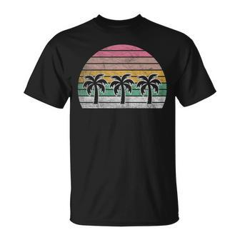 Retro Vintage Palm Trees Beach Summer Vacation Beach T-Shirt | Mazezy