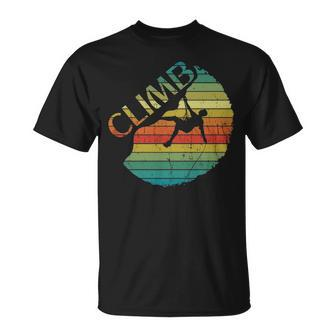 Retro Vintage Rock Climbing Climb Mountain Climber T-Shirt | Mazezy