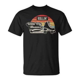 Retro Vintage Rollin With My Homies Roller Skating T-Shirt | Mazezy AU