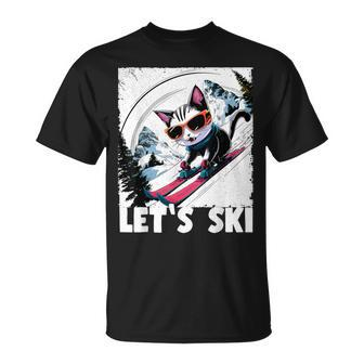 Retro Vintage Ski Cat 80S 90S Skiing Outfit T-Shirt - Monsterry AU