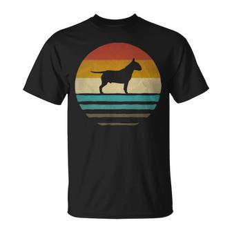 Retro Vintage Sunset Bull Terrier Dog Lover Silhouette T-Shirt | Mazezy