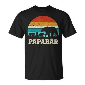 Retroater Baby Sohn Tochter Drei Kinderatertag Bär Papa T-Shirt - Geschenkecke