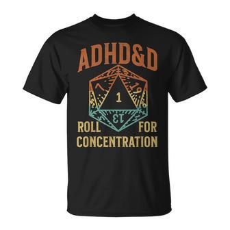 Retrointage Adhs & D Rolle Für Konzentration Für Gamer T-Shirt - Seseable