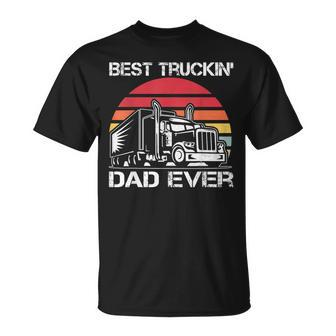Retrotruck Driver Best Truckin' Dad Ever Trucker Fathers Day T-Shirt - Thegiftio UK