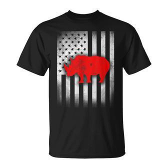 Rhino Us Flag T-Shirt - Monsterry
