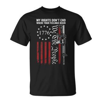 My Rights Don't End Where Your Feelings Begin Gun On Back T-Shirt - Monsterry DE