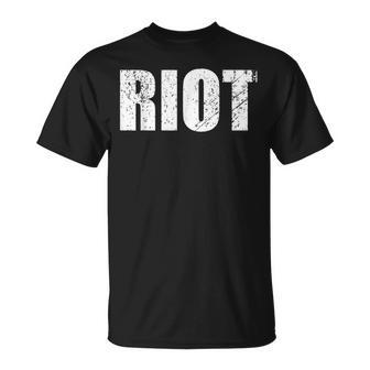 Riot Large Distressed Text T-Shirt - Monsterry CA