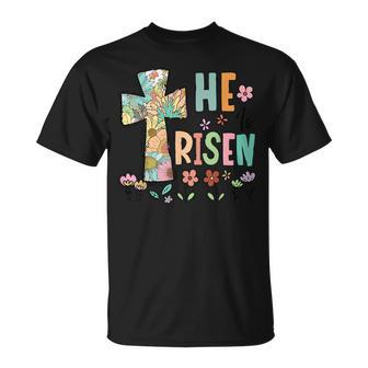 He Is Risen Easter Cute Christians Happy Easter Flowers T-Shirt - Monsterry DE