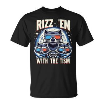 Rizz Em With The Tism Retro Vintage Raccoon Meme Autism T-Shirt - Monsterry UK
