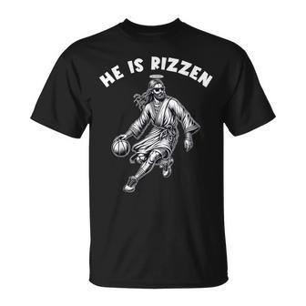 He Is Rizzen Jesus Playing Basketball Easter Day T-Shirt - Monsterry