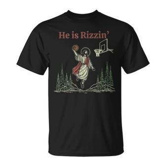 He Is Rizzin Easter Jesus Playing Basketball Christian T-Shirt - Seseable