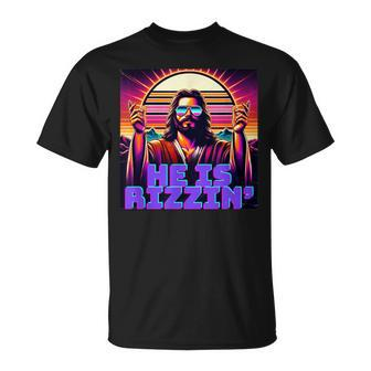 He Is Rizzin' Modern Faith-Inspired Graphic T-Shirt - Seseable