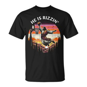 He Is Rizzin Jesus Basketball Easter Christian T-Shirt - Seseable