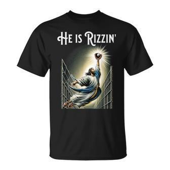 He Is Rizzin Jesus Playing Baseball Sports Rizz T-Shirt - Monsterry UK