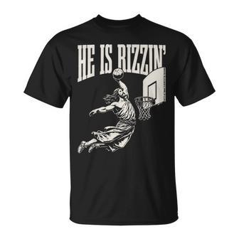 He Is Rizzin' Jesus Playing Basketball T-Shirt | Mazezy DE