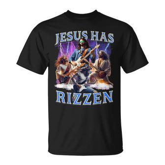 He Is Rizzin Jesus Rocks On Electric Guitar Jesus Has Rizzen T-Shirt - Seseable