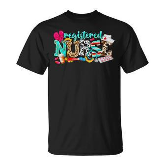 Rn Nurse Leopard Print Registered Nurse Nursing School Women T-Shirt - Seseable