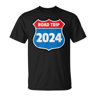 Road Trip 2024 Sign Family Group Matching Distressed T-Shirt - Seseable