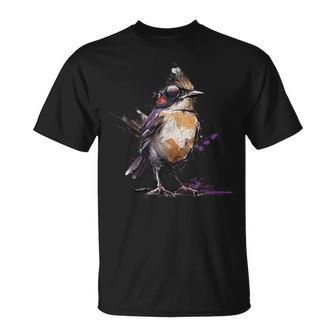 Robin Bird Birder Cool Retro Cyberpunk Spring Bird Vintage T-Shirt - Monsterry AU