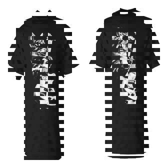 Rock Cat Playing Guitar Guitar Cat T-Shirt - Seseable