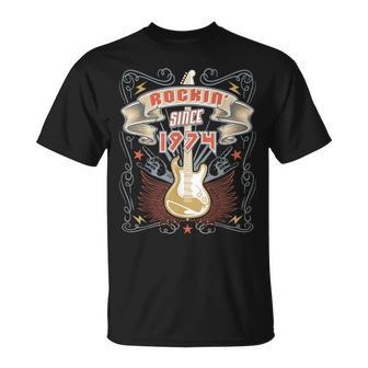 Rock Music Lover Birthday Rockin Since 1974 T-Shirt - Thegiftio UK