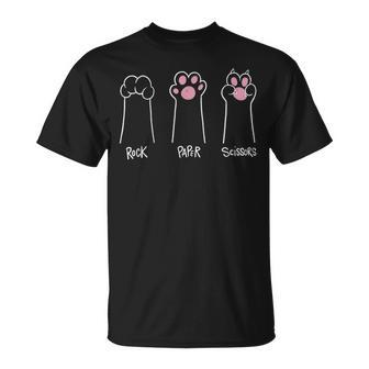 Rock Paper Scissors Cat Paws Hand Game Cat Lovers T-Shirt - Seseable