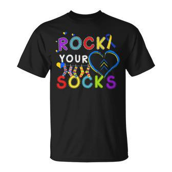 Rock Your Socks Cute 3-21 Trisomy 21 World Down Syndrome Day T-Shirt - Seseable