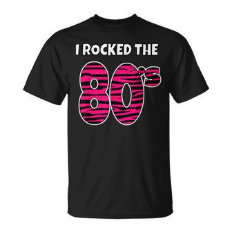 I Rocked The 80'S Costume Pink Black Tiger Stripe T-Shirt - Monsterry