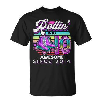 Roller Skating 10Th Birthday Girls Rollin 10 Awesome 2014 T-Shirt | Mazezy