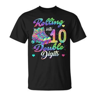 Rolling Into 10 Double Digits Roller Skates 10Th Birthday T-Shirt | Mazezy