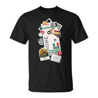 Rome Air Ticket Boarding Pass Plane Italy Lover Travel T-Shirt - Monsterry CA