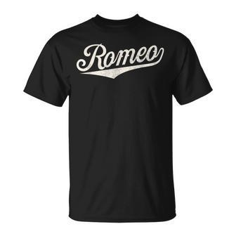 Romeo Name Retro Vintage Romeo Given Name T-Shirt - Seseable
