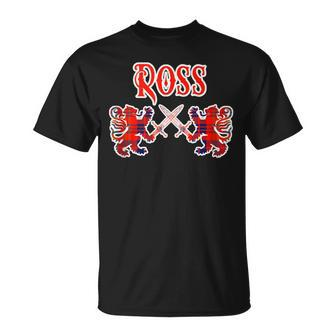 Ross Scottish Clan Kilt Lion Family Name Tartan T-Shirt - Seseable