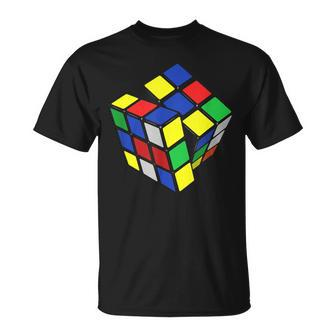 Rubik Cube Zauber Würfel Geschenk Jung Alt Nerd Retro T-Shirt - Seseable