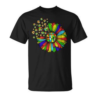 Rubik Rubix Rubix Cube De Jeu Motif Tournesol T-Shirt - Cadeauxyz