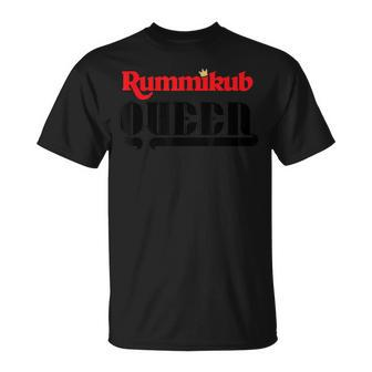 Rummikub Queen Logo With Royal Crown Black Ink T-Shirt - Monsterry