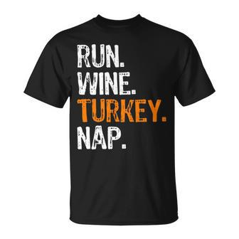 Run Wine Turkey Nap Running Thanksgiving Runner T-Shirt | Mazezy DE