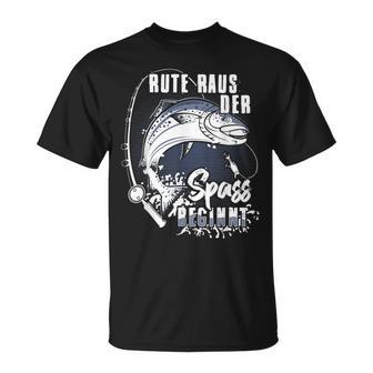 Rute Raus Der Spass Begins Fishing Rod Friends S T-Shirt - Seseable