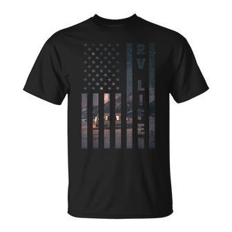 Rv Van Life American Flag Recreational Vehicle Camper Hiker T-Shirt - Monsterry UK