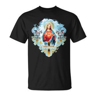 Sacred Heart Of Jesus Christ Vintage Cross Catholic T-Shirt - Monsterry DE