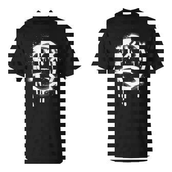 Sad Face Black Graffiti Spray Pattern T-Shirt - Thegiftio