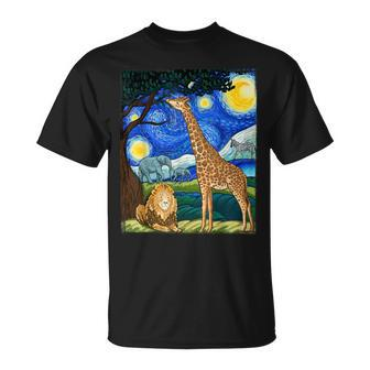 Safari Night Zoo Animal Giraffe Lion Animal Lover T-Shirt - Monsterry CA